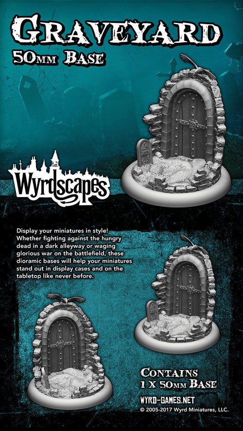 
                    
                      Wyrdscape Graveyard 50mm miniature base with detailed graveyard terrain for Malifaux miniatures by Wyrd Miniatures
                    
                  