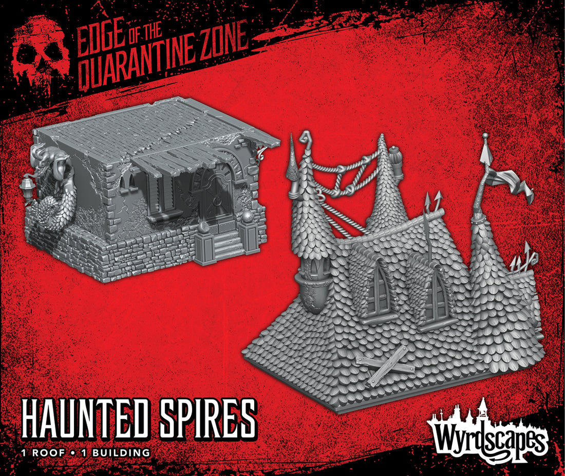 
                    
                      Wyrdscapes Haunted Spires Malifaux terrain set featuring spooky, gothic-style spires and ruined structures for tabletop gaming.
                    
                  
