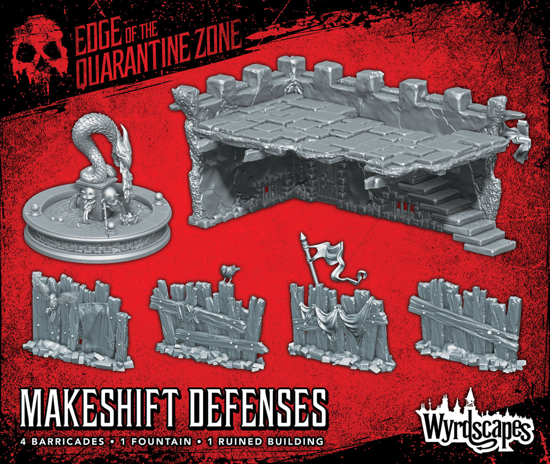 
                    
                      Malifaux terrain piece WyrdScapes Makeshift Defenses by Wyrd Miniatures, detailed makeshift barricades for tabletop gaming.
                    
                  